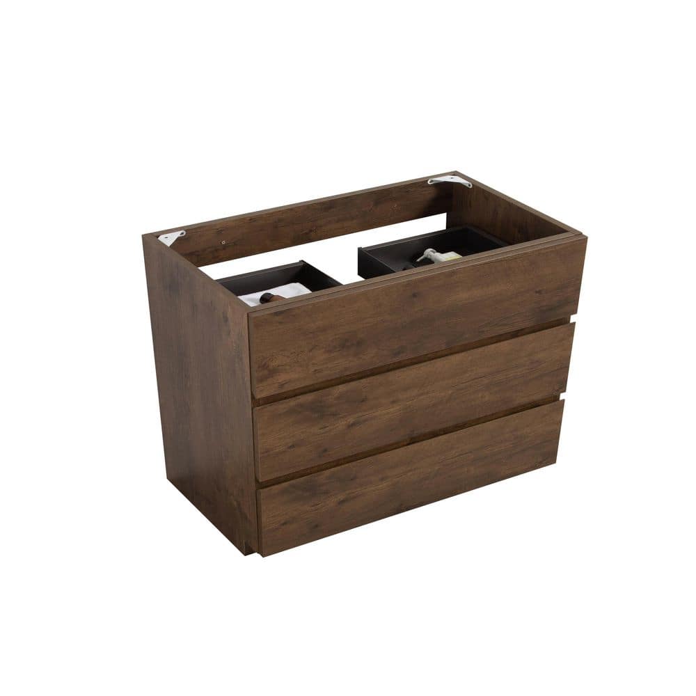 Lycvki 35.5 in. W x 17.9 in. D x 32.3 in. H Bath Vanity Cabinet without Top with 3-Drawers in Brown (3)
