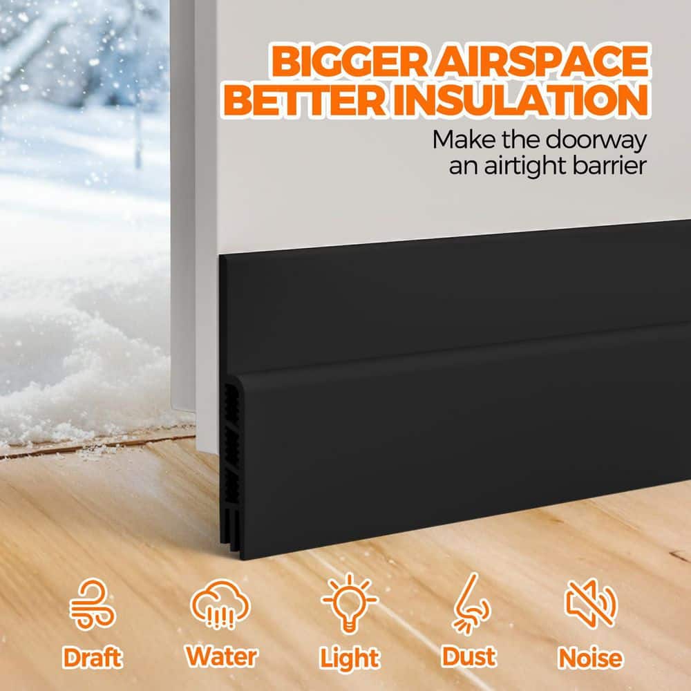 NVNOO 41 in. Black Door Draft Stopper with Strong Adhesion for Blocks Airflow, Reduces Noise, Door and Window Seal (1-Pack) (2)