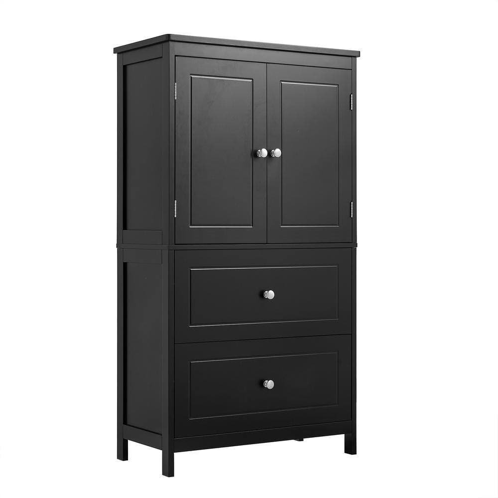 Unbranded 23.6 in. W 11.8 in. D 43.3 in. H MDF Freestanding Linen Cabinet with Adjustable Shelf and Drawers (2)