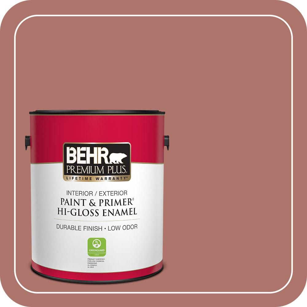 BEHR PREMIUM PLUS 1 gal. #S160-5 Hot Chili Hi-Gloss Enamel Interior/Exterior Paint & Primer