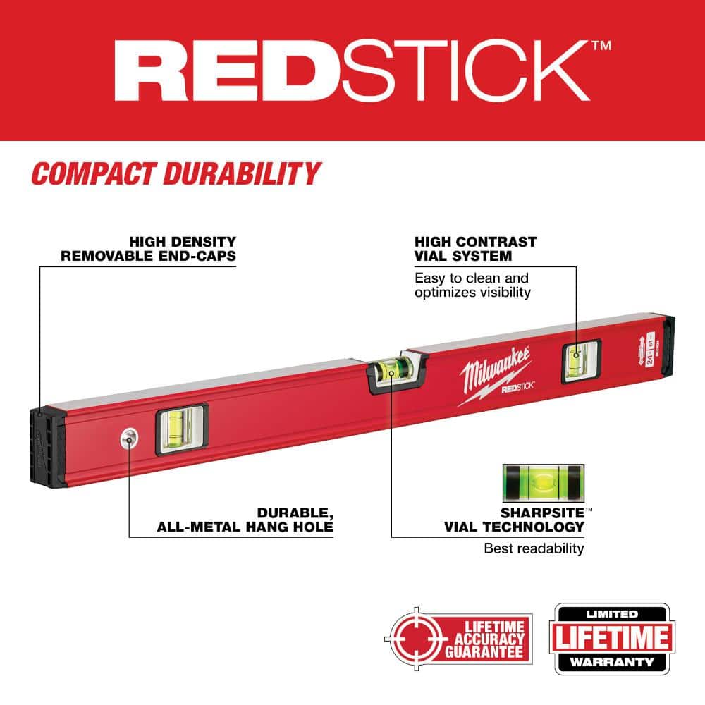 Milwaukee 24 in./48 in. REDSTICK Box Level Set (3)