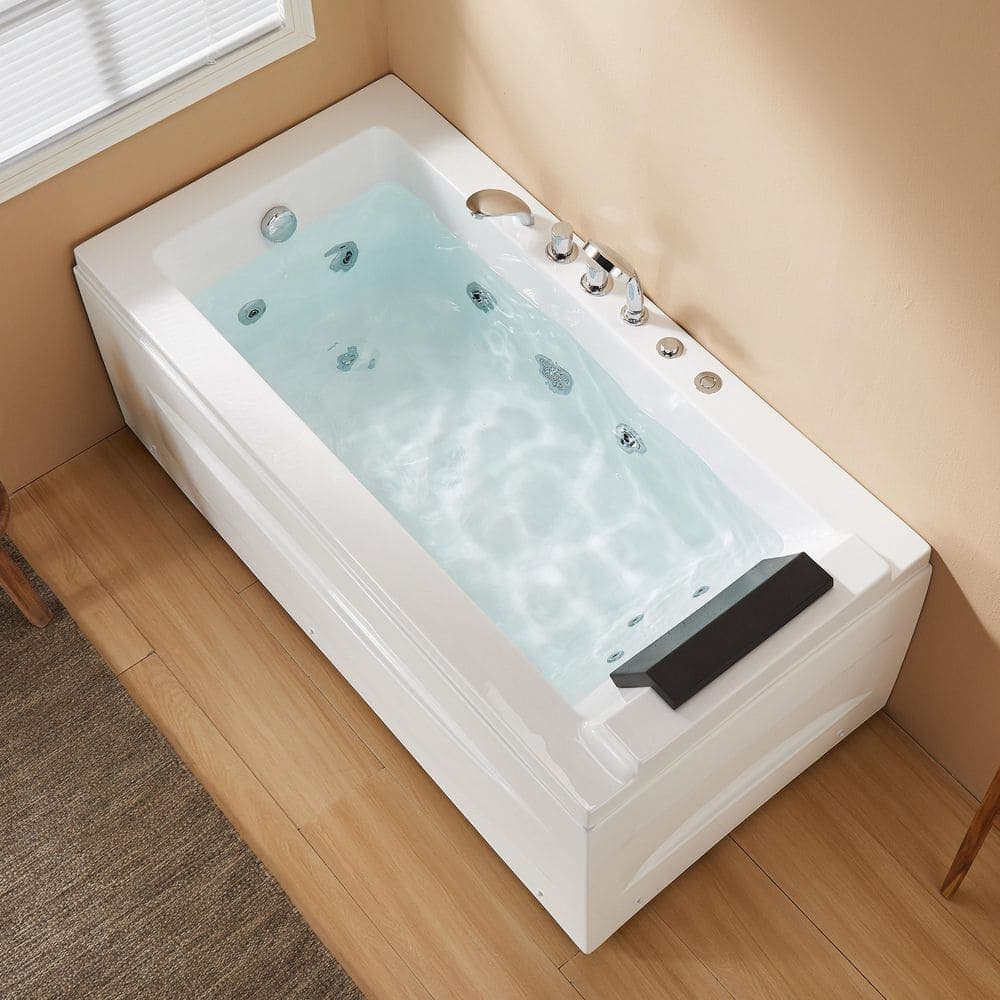 HOROW 59 in. x 29.5 in. Whirlpool Bathtub with Left Drain in White (1)