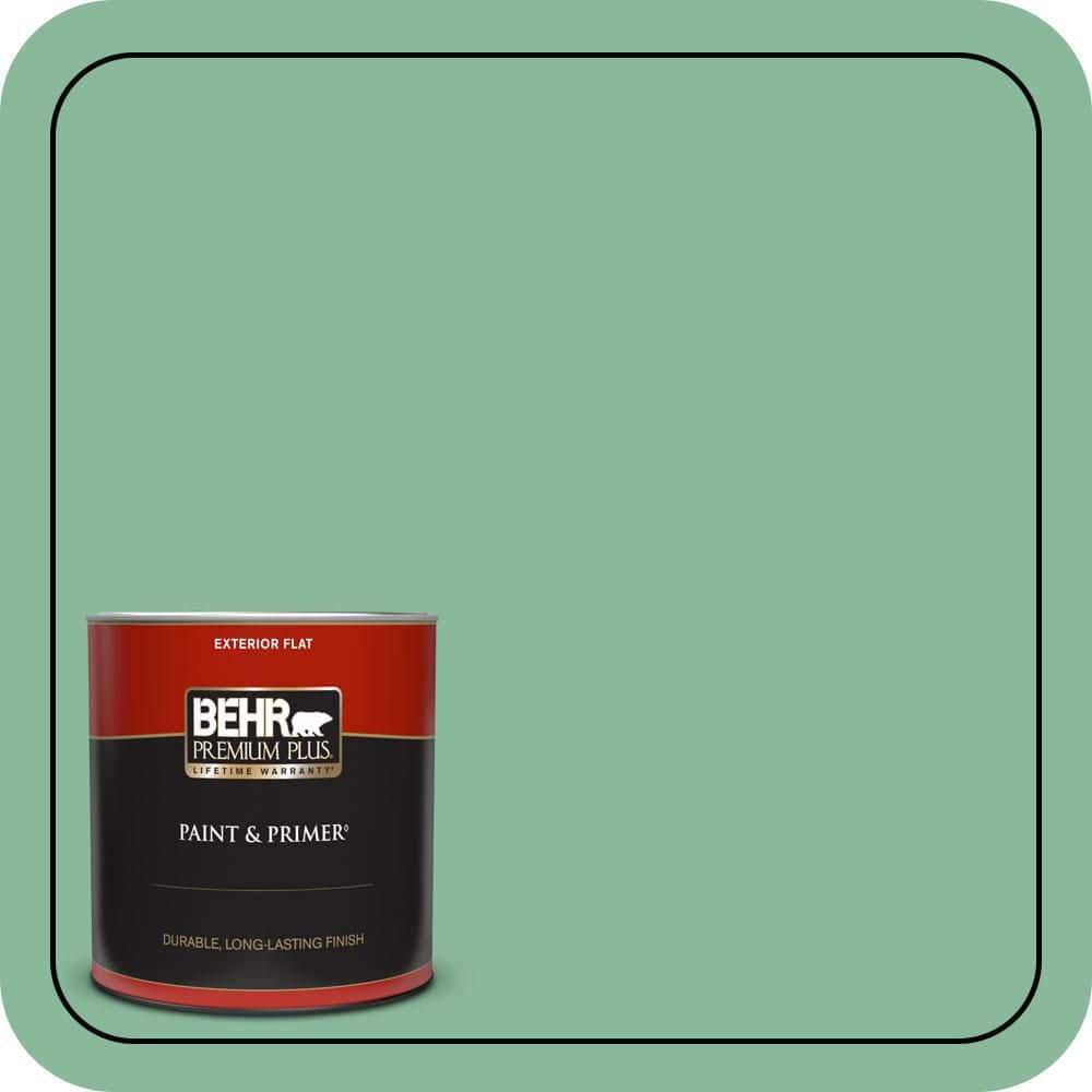 BEHR PREMIUM PLUS 1 qt. #470D-4 Garden View Flat Exterior Paint & Primer