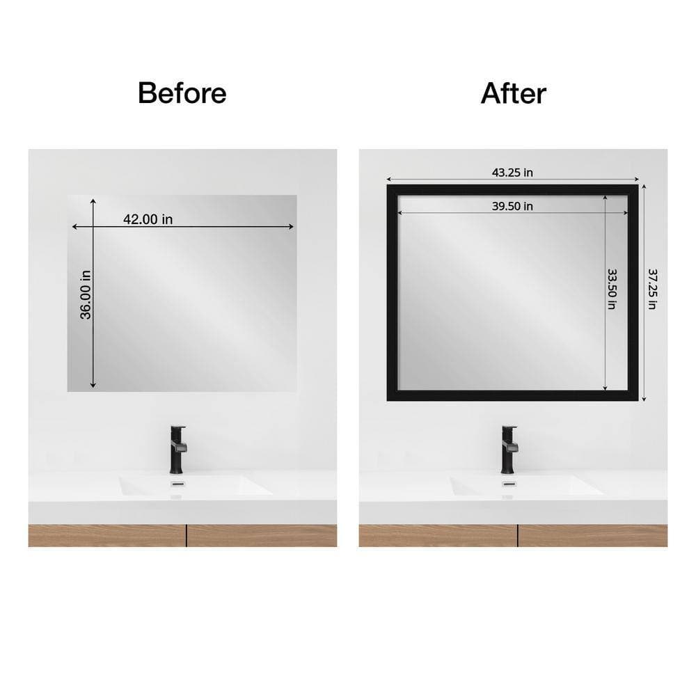 Amanti Art Mirror Makeover Avon Black 43.25 in. W x 37.25 in. H Bathroom Mirror Frame Border Kit-Fits a 42 x 36 Mirror (3)