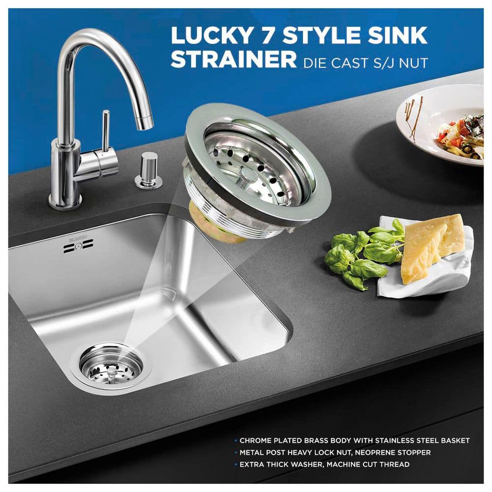 PLUMBFLEX 3-1/2 in. - 4 in. Heavy-Duty Kitchen Sink Stainless Steel Drain Assembly with Strainer Basket Stopper (2)
