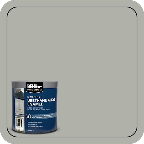 BEHR PREMIUM 1 qt. #BNC-06 Urban Putty Semi-Gloss Enamel Urethane Alkyd Interior/Exterior Paint (2)