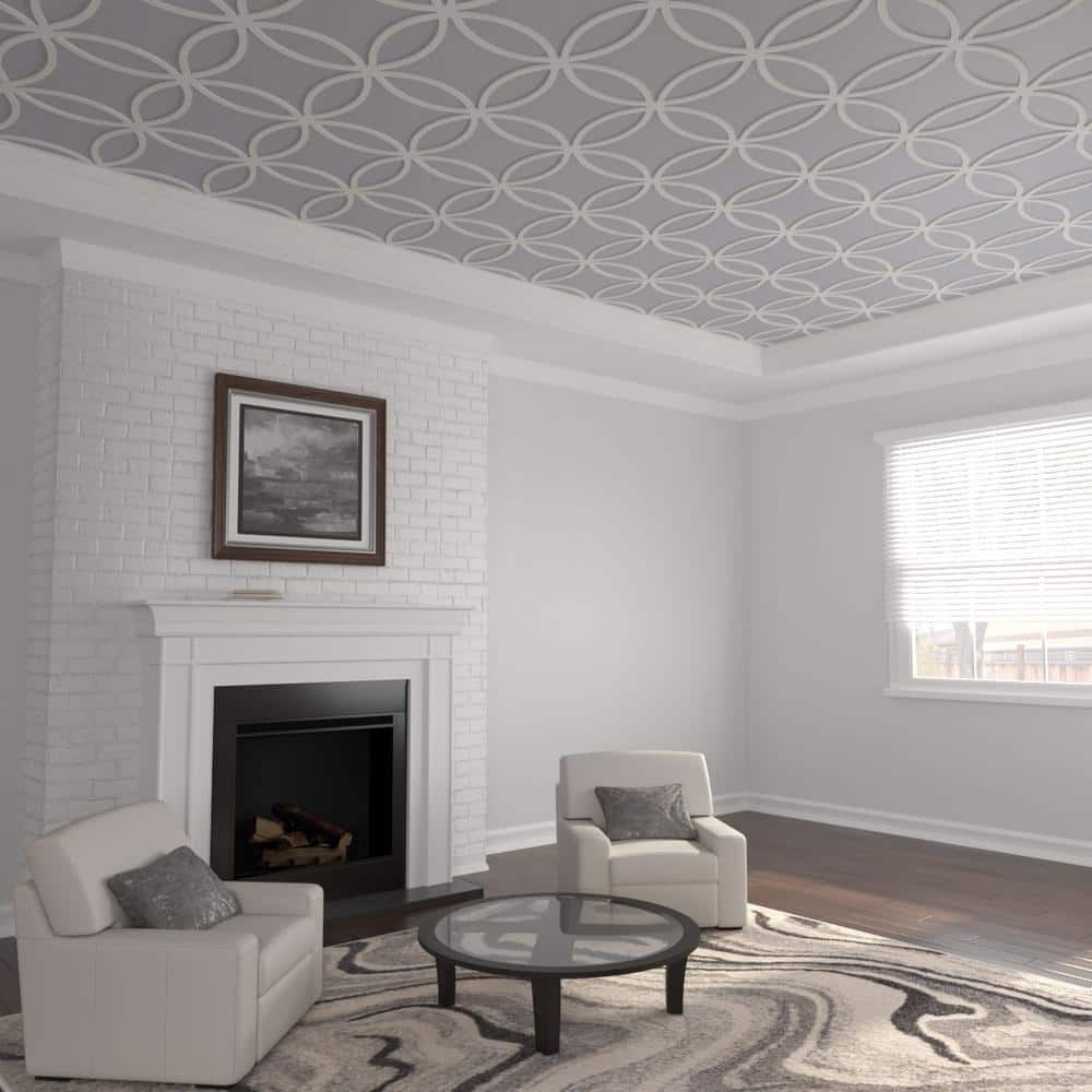 Ekena Millwork 23 3/8 in. W x 23 3/8 in. H x 3/8 in. T Small Lilley Decorative Fretwork Ceiling Panels in Architectural Grade PVC (1)