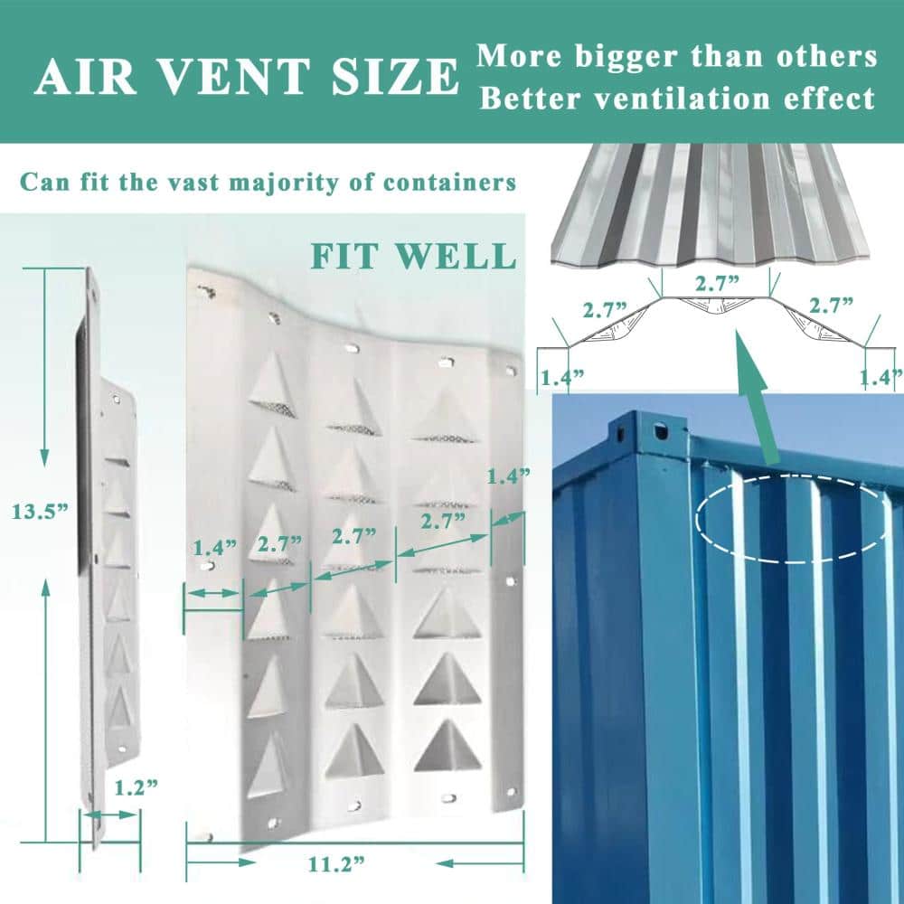 Unbranded Big Shipping Container Vent Kit Louvered Gable Cross Flow Air Vent for Cargo Heat and Moisture Control 2 Pack (3)
