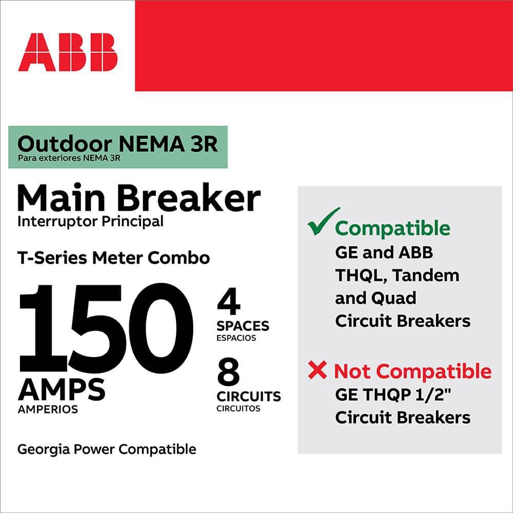 ABB Outdoor 150 Amp 4-Space 8-Circuit Main Breaker Ringless Surface Overhead/Underground Georgia Power MSLC (TSMRQ415CSCUGP) (2)