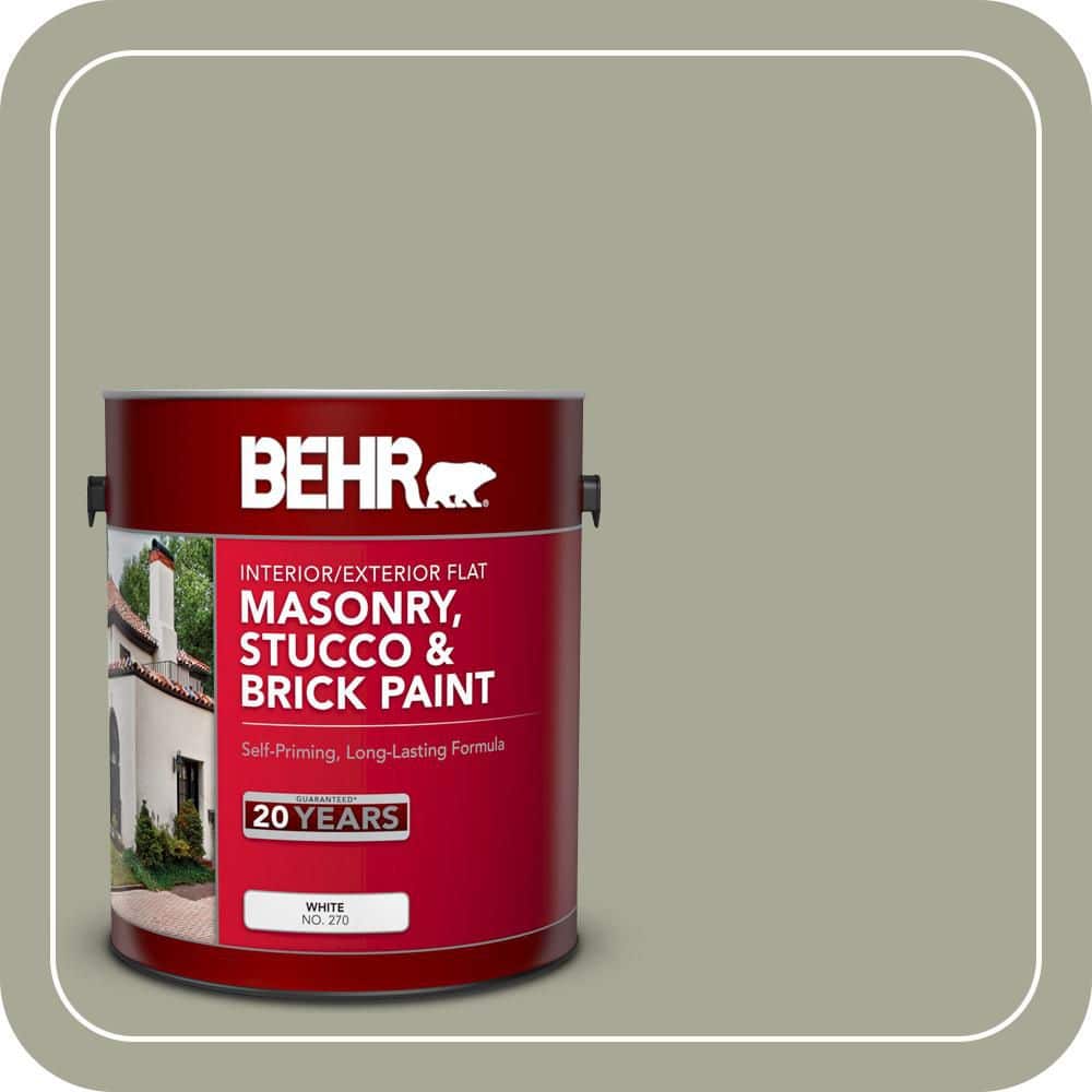 BEHR 1 gal. #PPU10-16 Simply Sage Flat Interior/Exterior Masonry, Stucco and Brick Paint