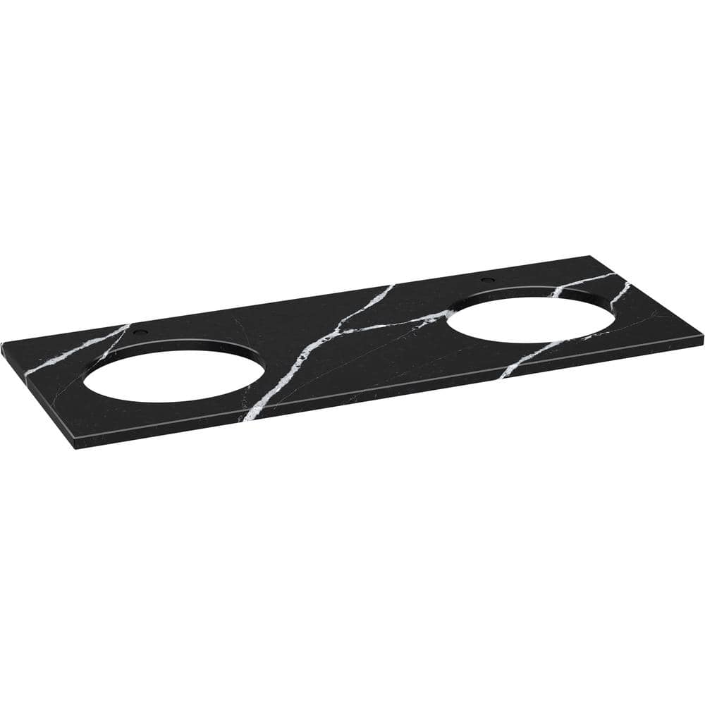 KOHLER Silestone 61 in. W x 22.4375 in. D Quartz Double Oval Cutouts with Vanity Top in Eternal Marquina (1)