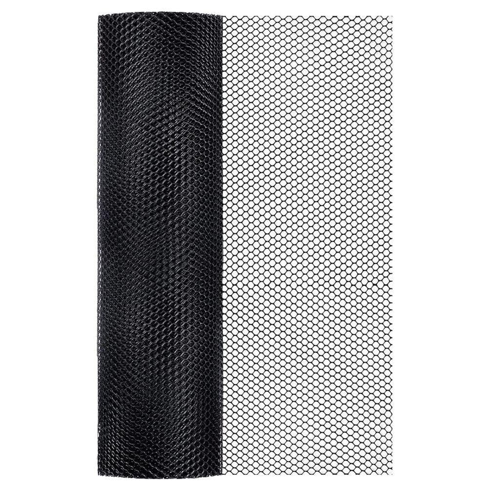 KIWDZFU Plastic Chicken Wire Fence Mesh Hexagonal Fencing Wire for Gardening Poultry Net Black 16 in. x 16.5 ft.