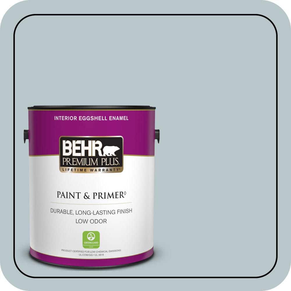 BEHR PREMIUM PLUS 1 gal. #ICC-46 Soft Denim Eggshell Enamel Low Odor Interior Paint & Primer (1)