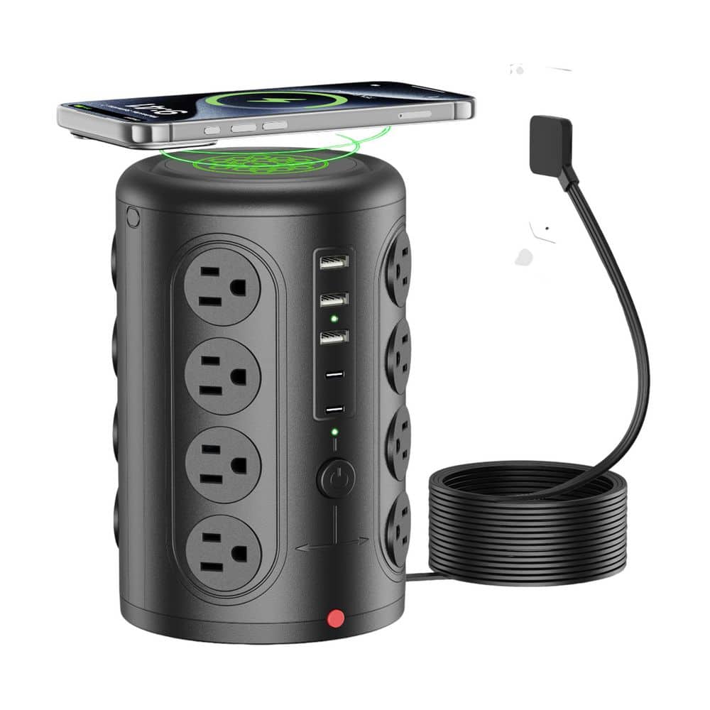 Unbranded 6 ft. 16-Outlet 3 USB-A Ports 2 USB-C Ports Surge Protector Tower with Overload Protection for Home Office Dorm (1)