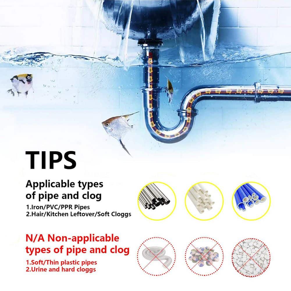 Helhom 1-Pack 25 ft. Drain Auger with Gloves, Heavy Duty Plumbing Snake for Sink and Bathtub, Blue (2)