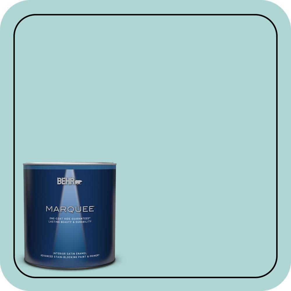 BEHR MARQUEE 1 qt. #T12-19 Sugar Pool Satin Enamel Interior Paint & Primer