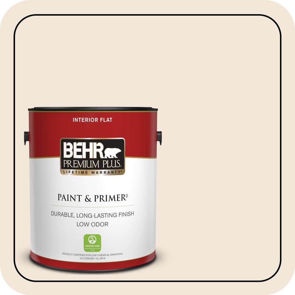 BEHR PREMIUM PLUS 1 gal. #PPU3-04 Ballet White Flat Low Odor Interior Paint & Primer