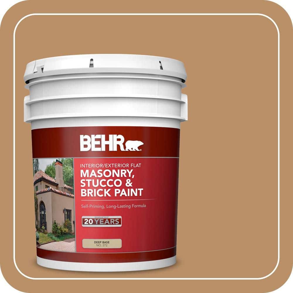 BEHR 5 gal. #S260-5 Almond Roca Flat Interior/Exterior Masonry, Stucco and Brick Paint (1)