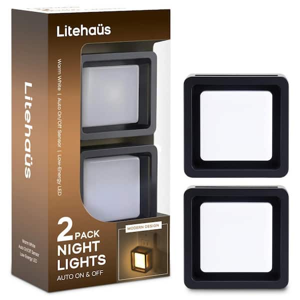 Unbranded Black Deco Cube Plug-In Warm White LED Night Light 2-Pack