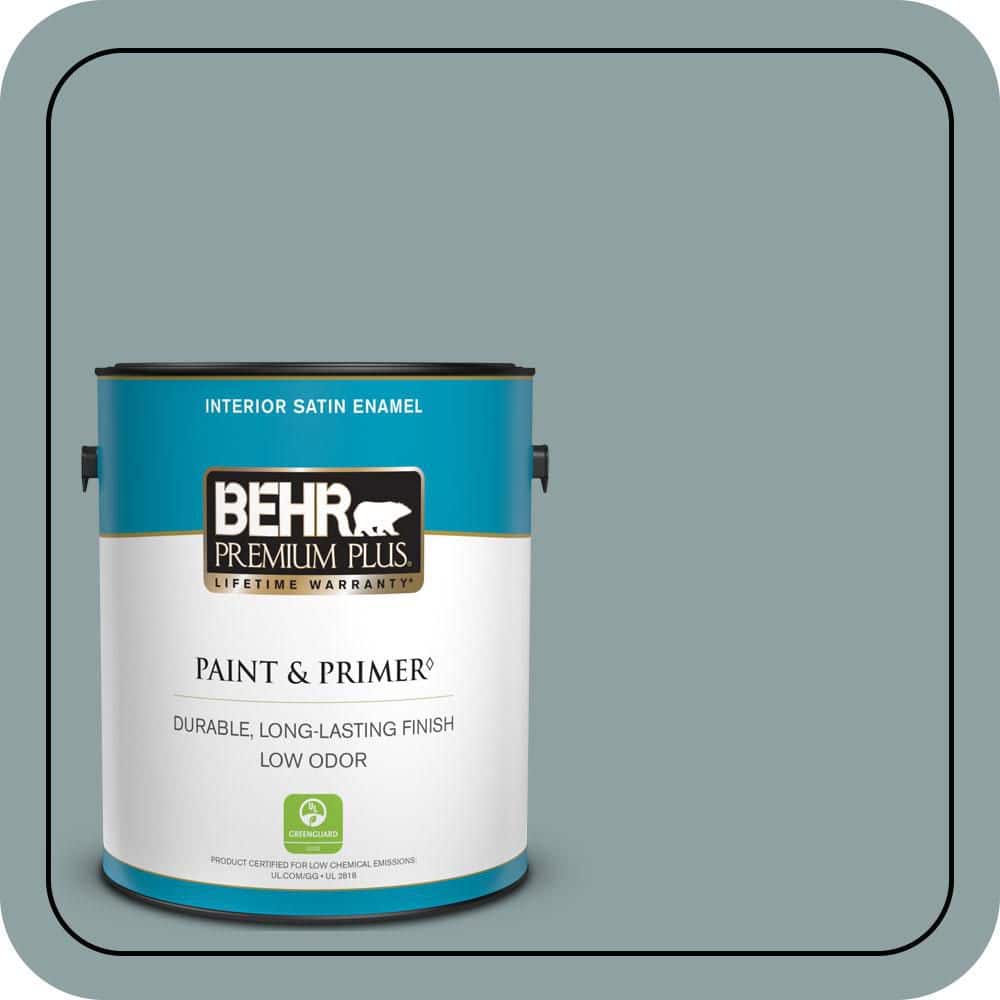 BEHR PREMIUM PLUS 1 gal. #N440-4 October Sky Satin Enamel Low Odor Interior Paint & Primer (1)