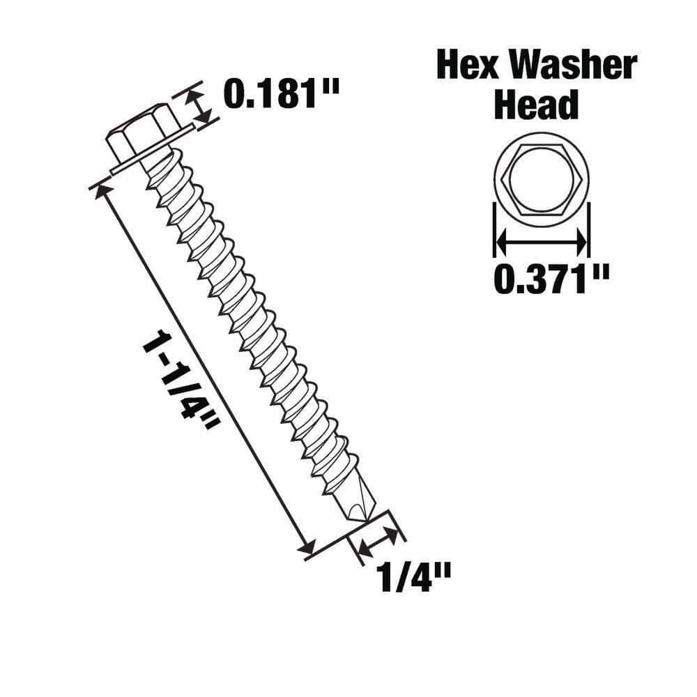 Everbilt #14 x 1-1/4 in. Zinc Plated Hex Head Sheet Metal Screw (2-Pack) (4)