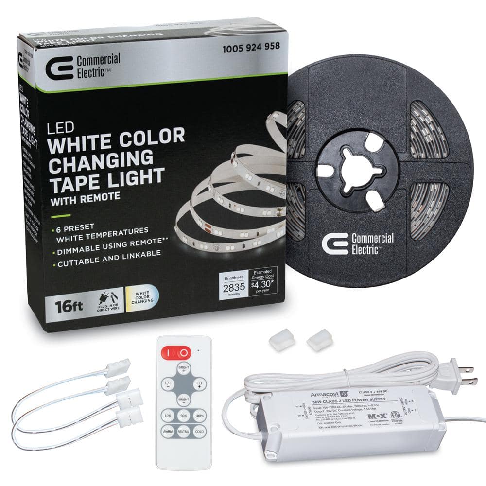 Commercial Electric 16 ft. LED Tunable White Tape Light Kit- Under Cabinet Light (2)