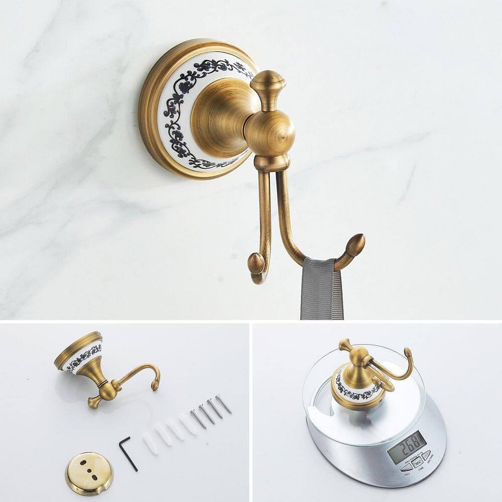Unbranded J-Hook Brushed Nickel Antique Bronze Solid Brass Porcelain Single Robe Hook Towel Hook Wall Mounted Drill Iin Concealed (3)