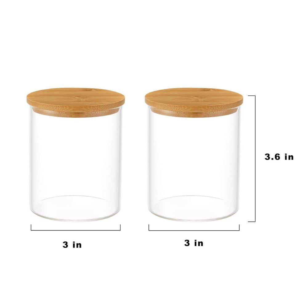 Wudkey 4-Pack Bathroom Storage Jars with Lids, Qtip Holder Dispenser Cotton Ball Swab Pad Canisters for Vanity Countertop (2)