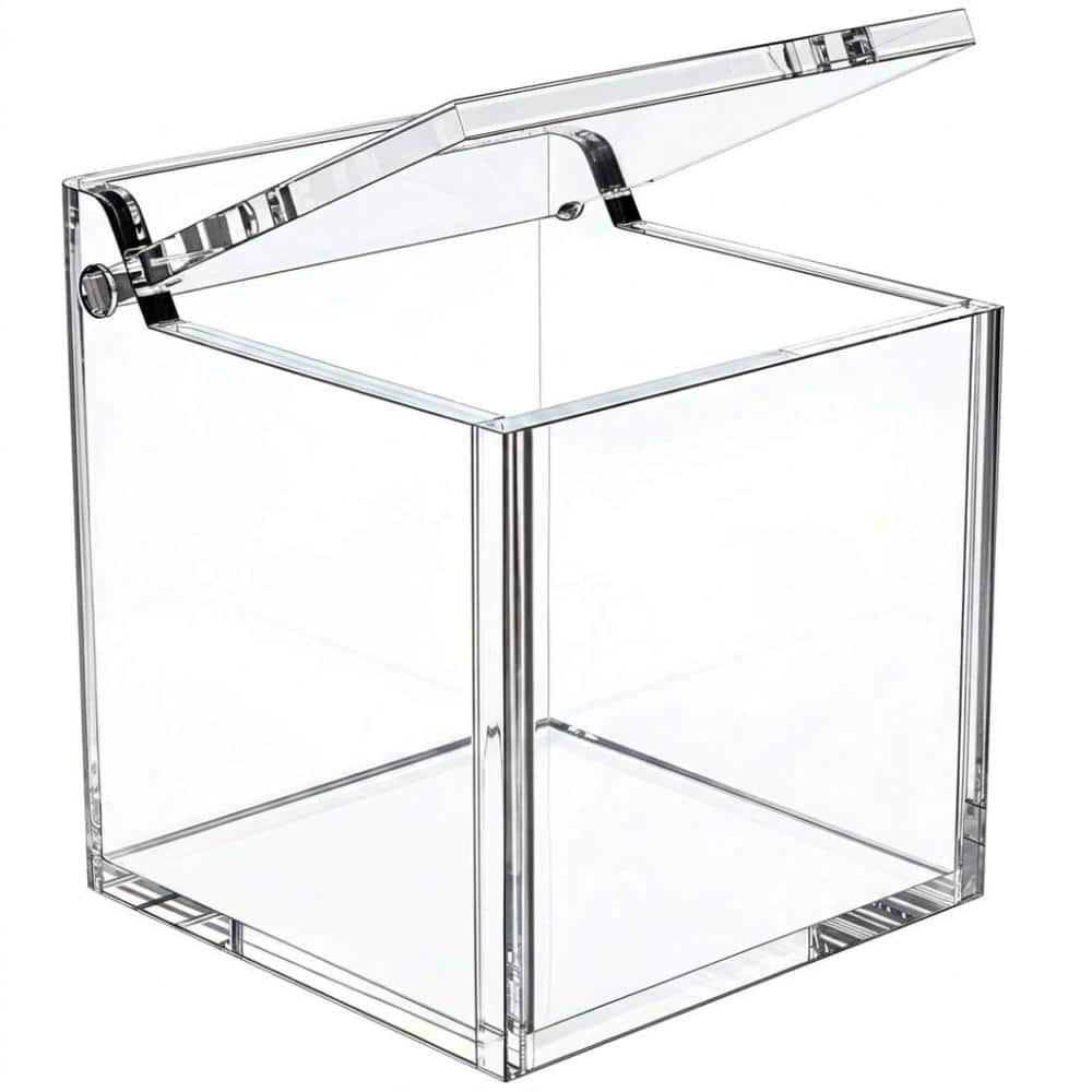 Unbranded Clear Acrylic Qtip Holder Dispenser with Hinged Lid for Cotton Swabs and Small Bath Essentials Vanity Storage (1)