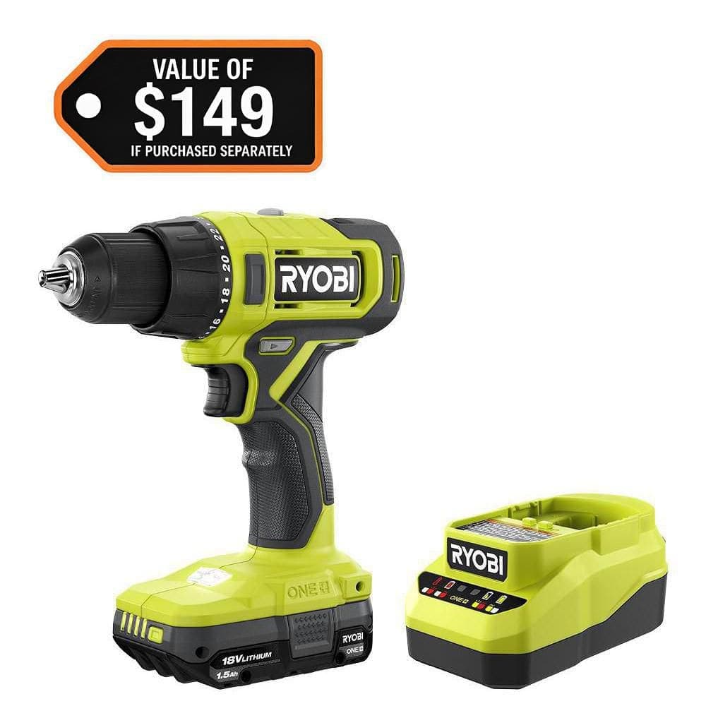 RYOBI ONE+ 18V Cordless 1/2 in. Drill/Driver Kit with (1) Compact Battery and Charger