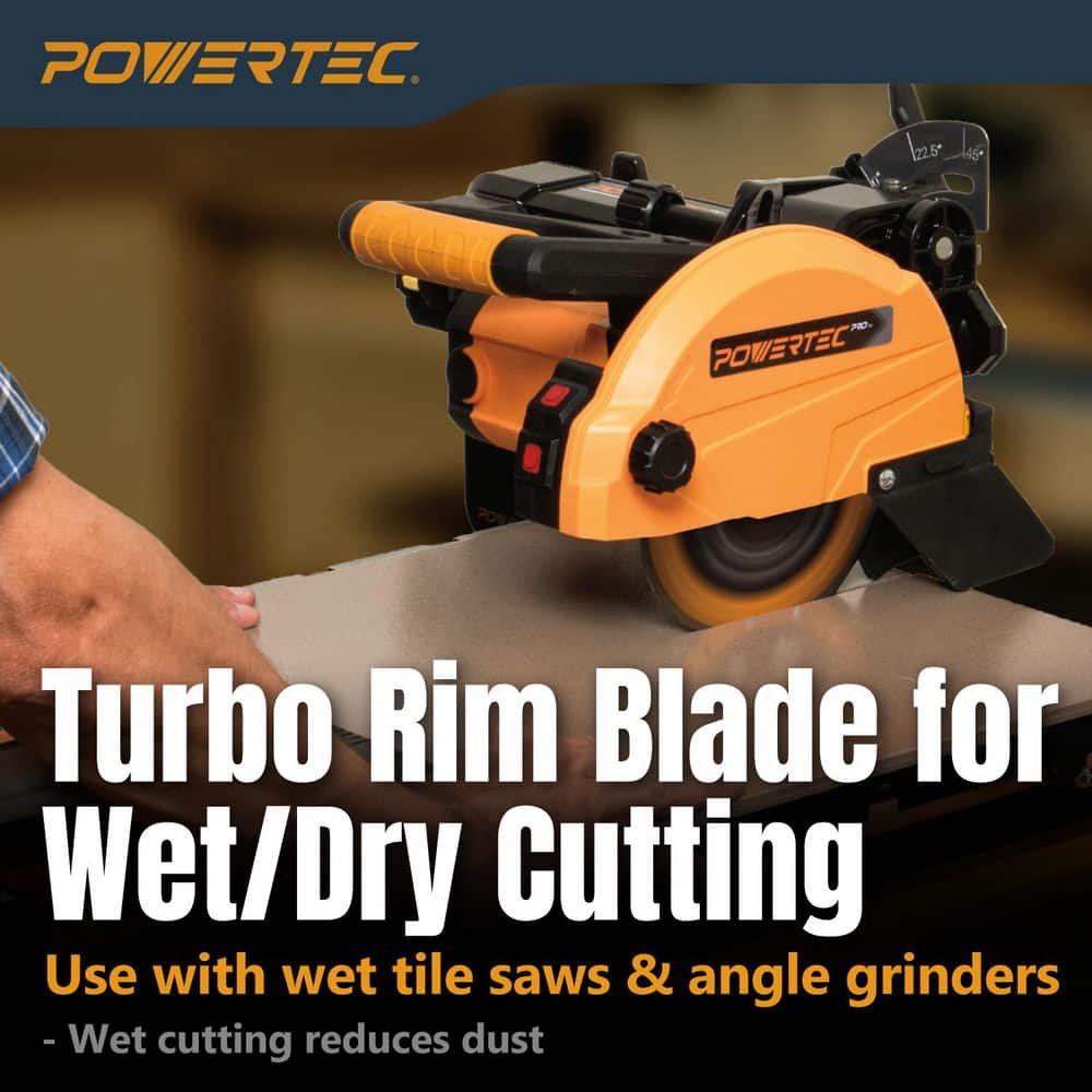 POWERTEC 7 in. Turbo Rim Diamond Blades for Wet Dry Tile Saw - Cutting Concrete, Granite, Brick, Paver, Roofing Tile (2-Pack) (2)