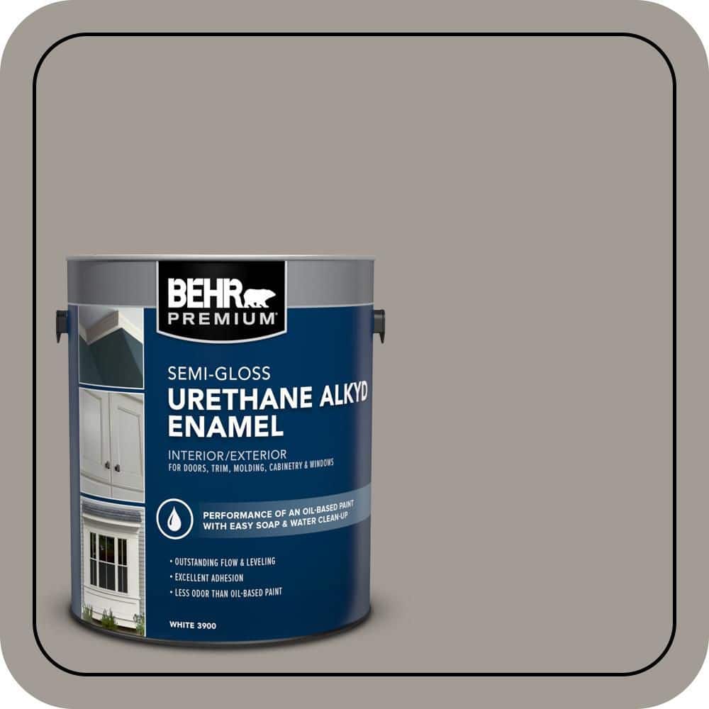 BEHR PREMIUM 1 gal. #PPU18-15 Fashion Gray Urethane Alkyd Semi-Gloss Enamel Interior/Exterior Paint