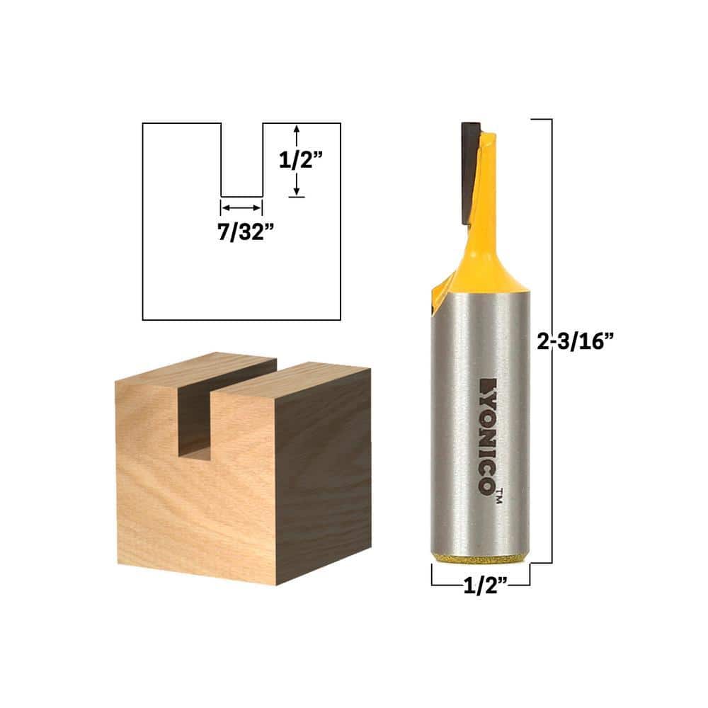Yonico Straight 7/32 in. Dia 1/2 in. Shank Carbide Tipped Router Bit (2)