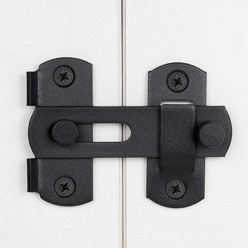 Unbranded 2 Pack Barn Door Latches 2.75 x 2.02 Matte Black Stainless Steel Flip Door Lock Sliding Bi-fold Antique Lock (3)