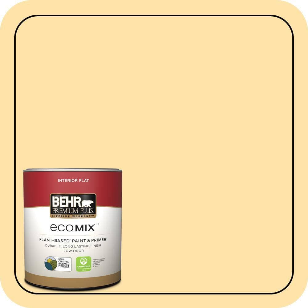 BEHR PREMIUM PLUS 1 qt. #P270-3 Sunflower Seed Flat EcoMix Plant-Based Interior Paint & Primer (1)