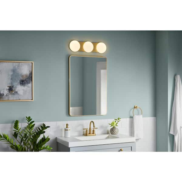 Hampton Bay Bristoe 22 in. 3-Light Matte Black and Gold LED Vanity Light with Interchangeable Trims