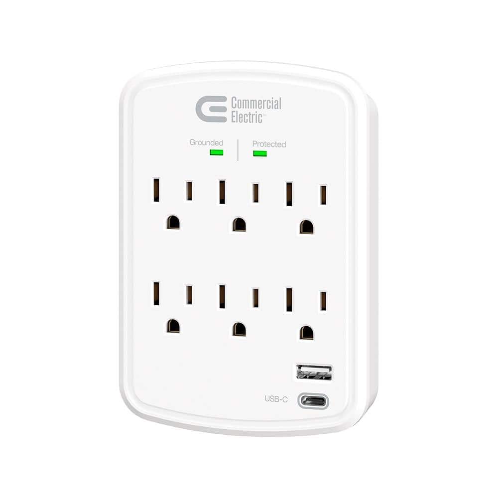 Commercial Electric 6-Outlet Surge Protector Wall Mounted in White (3)