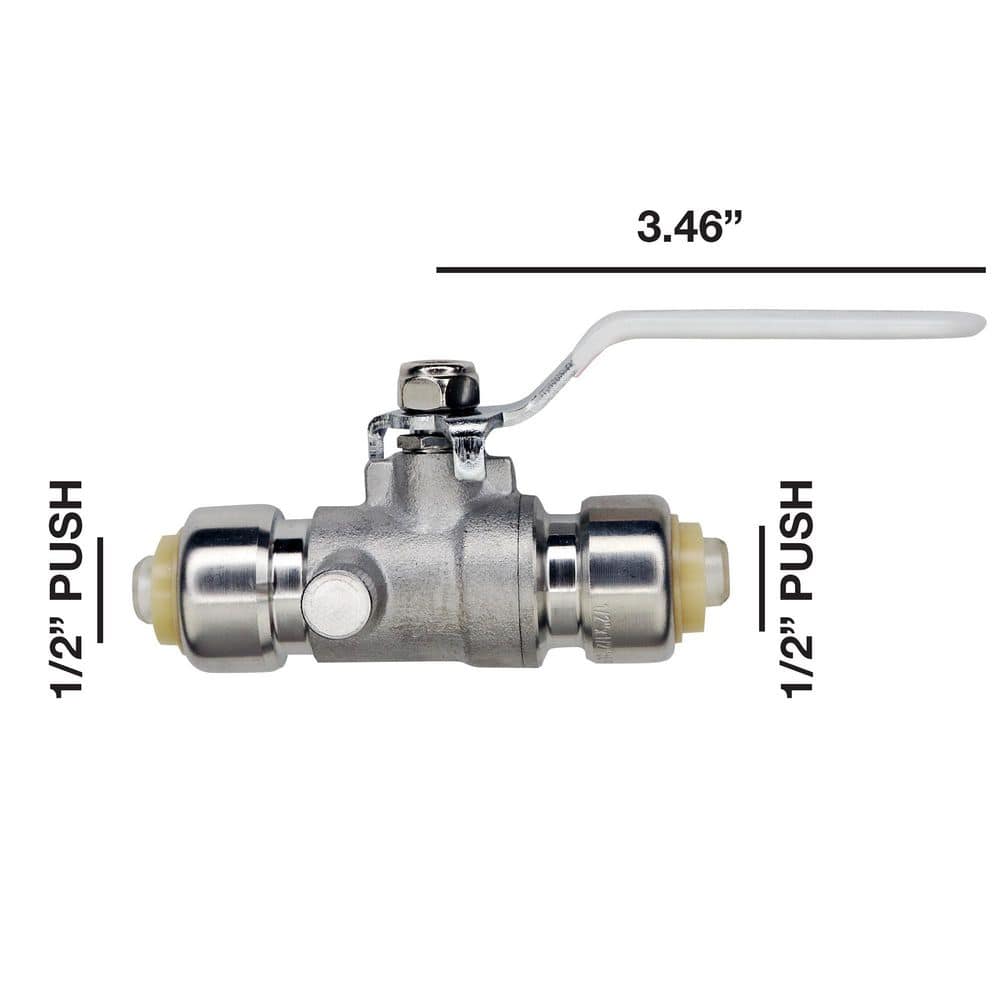 Everbilt 1/2 in. Push-To-Connect x 1/2 in. Push-To-Connect Stainless Steel Ball Valve with Drain (4)