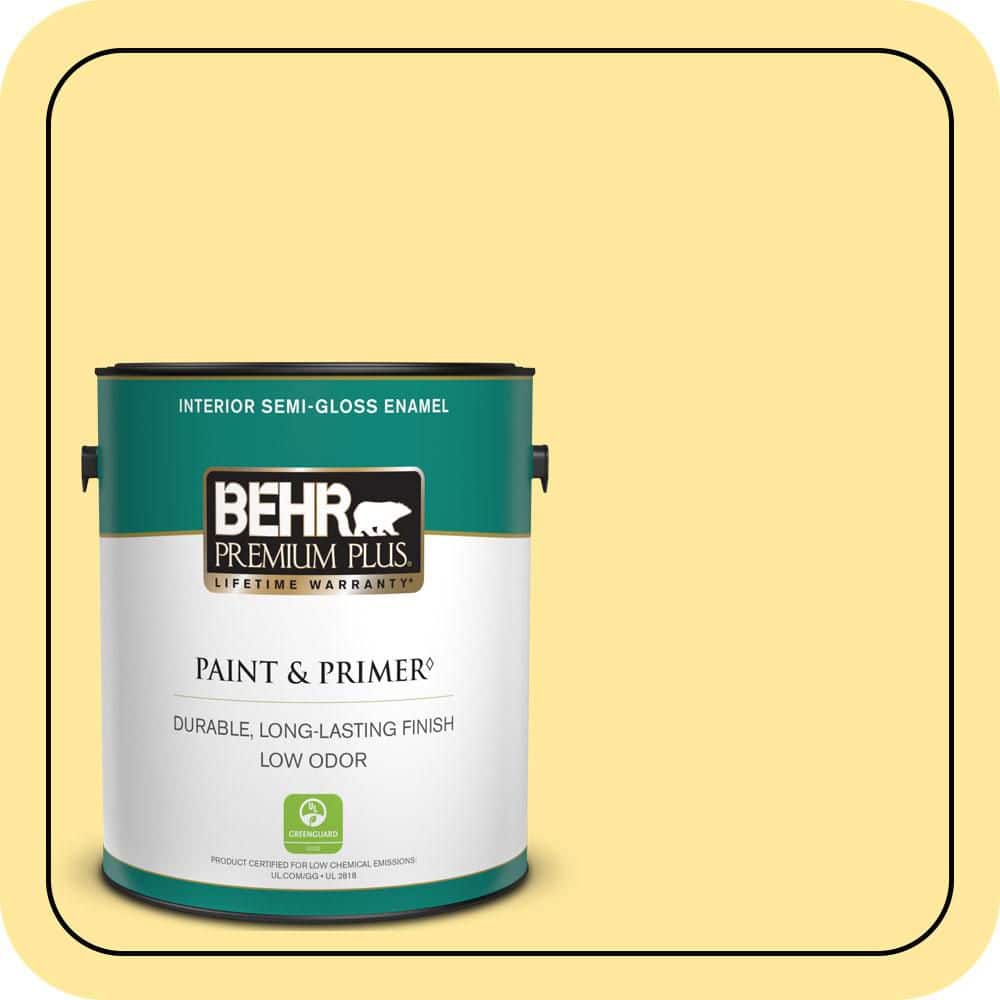 BEHR PREMIUM PLUS 1 gal. #P300-4 Rise and Shine Semi-Gloss Enamel Low Odor Interior Paint & Primer