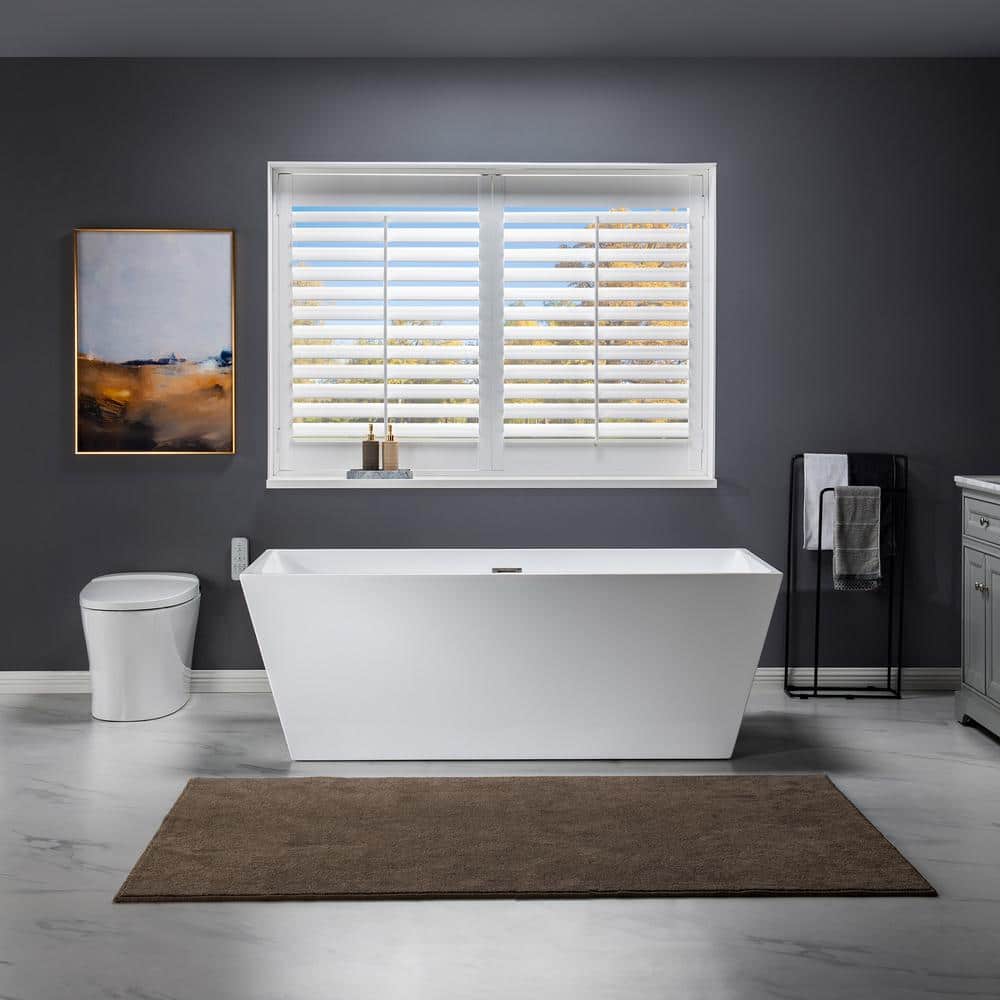 WOODBRIDGE Zurich 67 in. Acrylic FlatBottom Rectange Bathtub with Brushed Nickel Overflow and Drain Included in White (1)