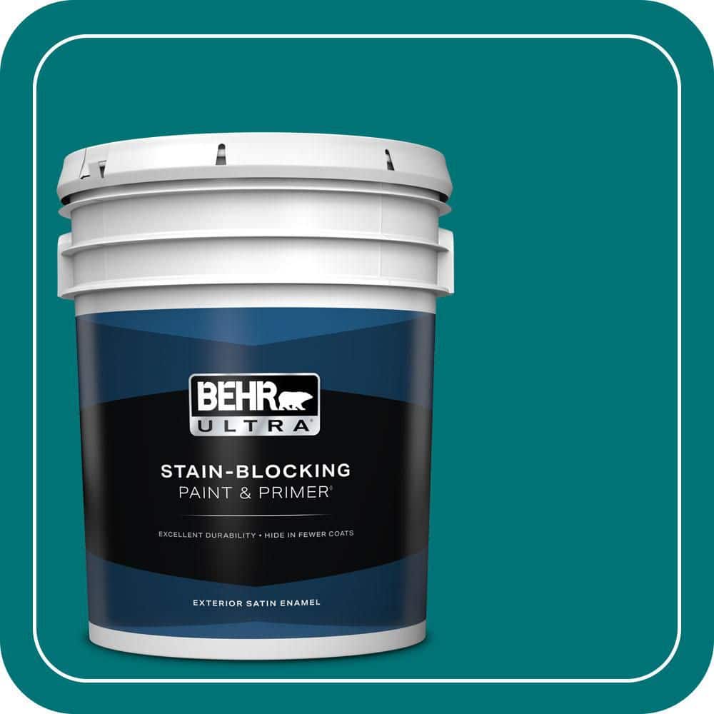 BEHR ULTRA 5 gal. #T15-3 Essential Teal Satin Enamel Exterior Paint & Primer