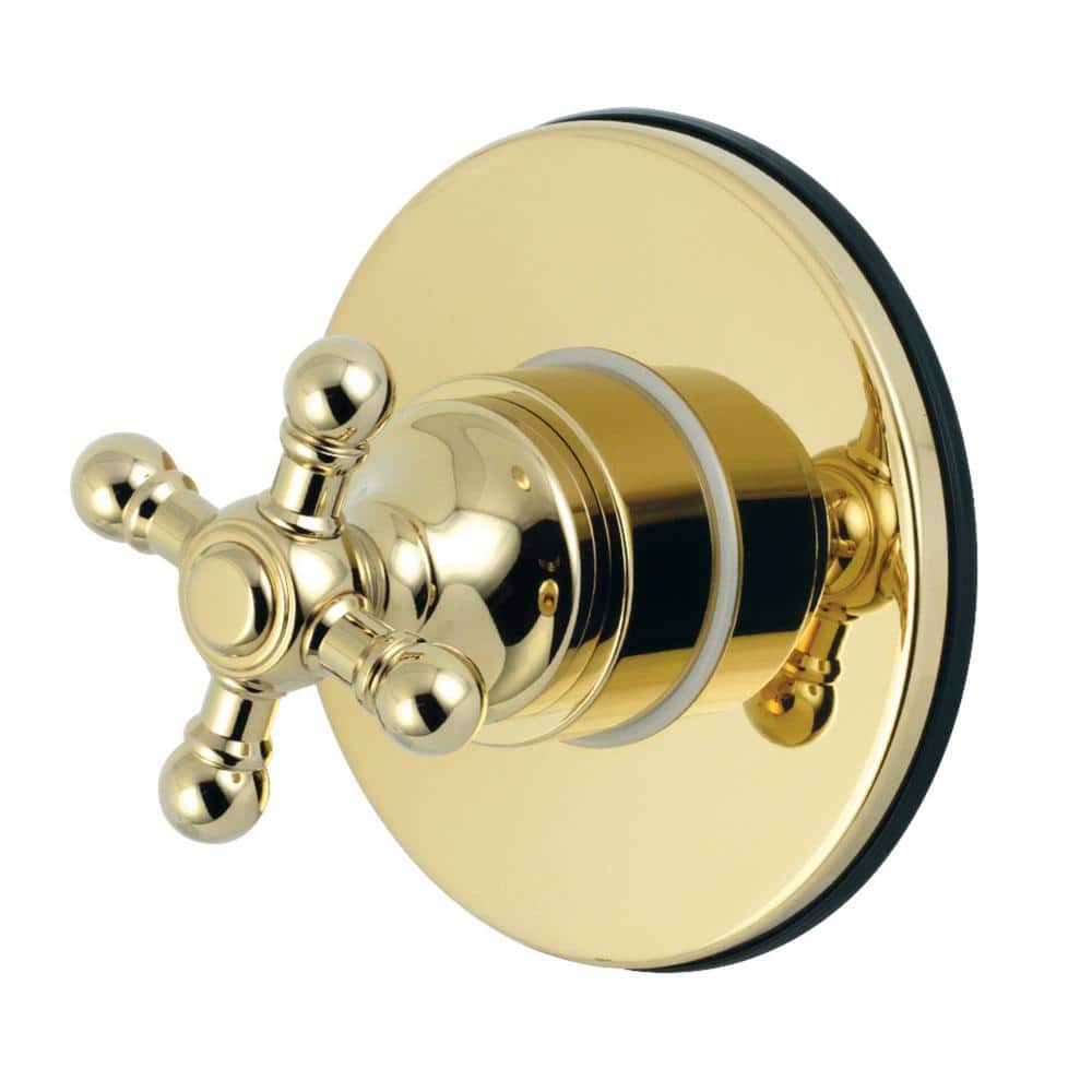 Kingston Brass Single-Handle 1-Hole Wall Mount Three-Way Diverter Valve with Trim Kit in Polished Brass (1)