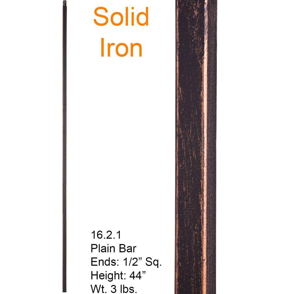 HOUSE OF FORGINGS Aalto Modern 44 in. x 0.5 in. Oil Rubbed Bronze Plain Square Bar Solid Wrought Iron Baluster (2)