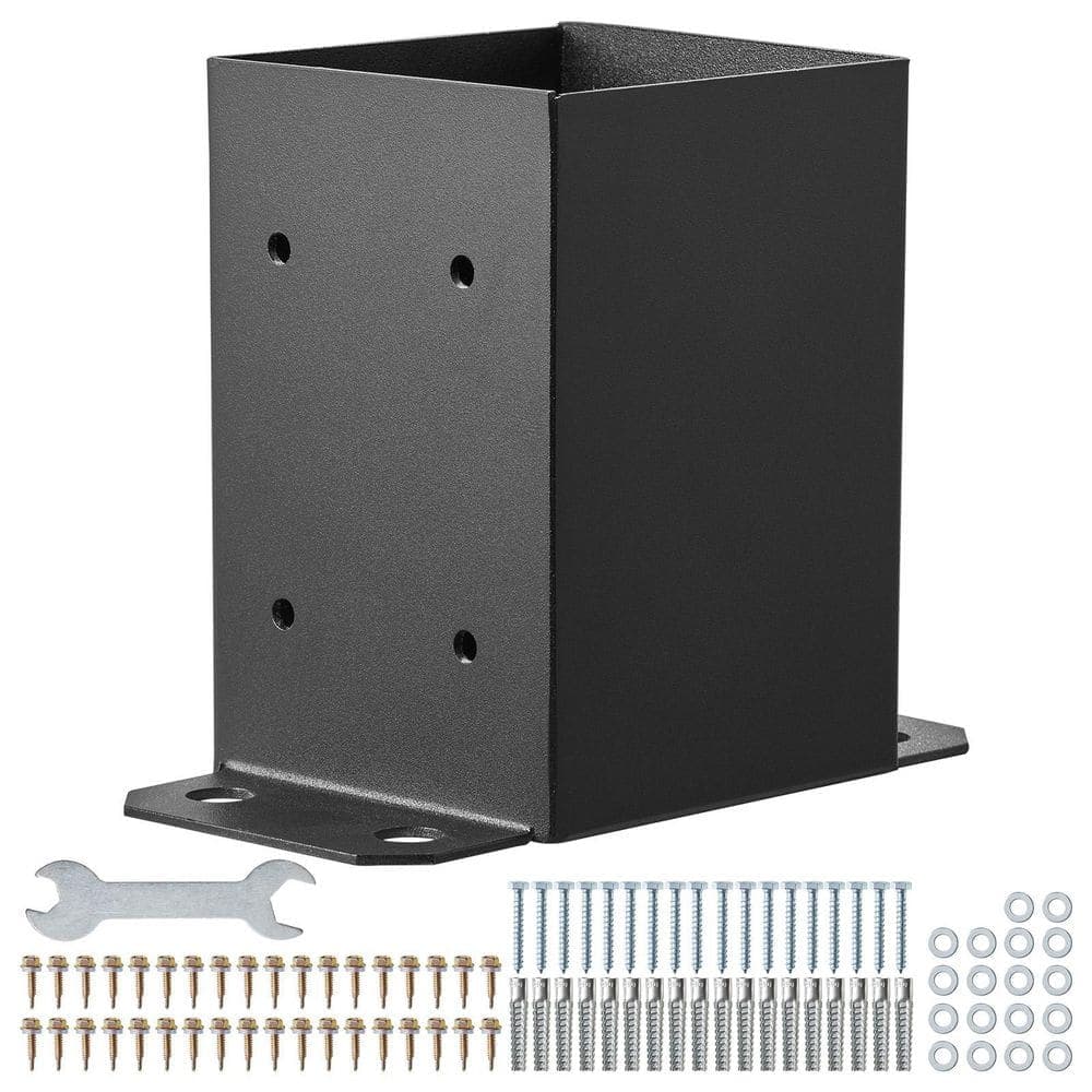 SVOPES 4 x 4 Post Base, 4-Pieces, Inner Size 3.6 x 3.6 in. Heavy Duty Carbon Steel Powder-Coated Post Anchor Wood Post Brackets (1)