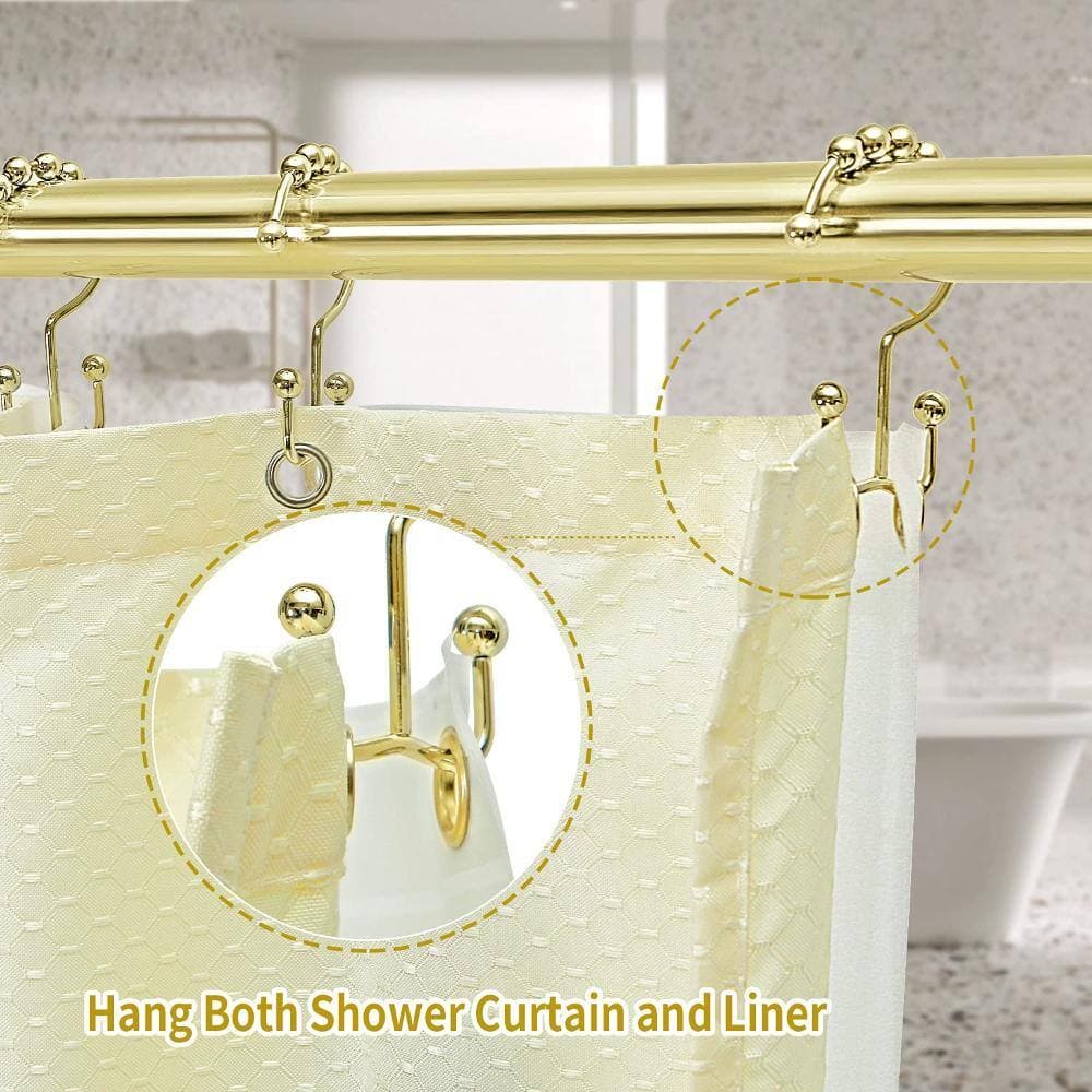 Unbranded Double Sided Stainless Steel Shower Curtain Rings, Rust Proof Gold, 12-Pack, Gliding for Shower Rods (2)