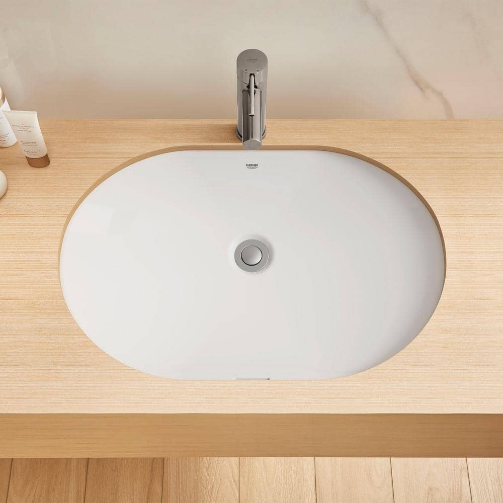 GROHE Essence 24.9 in. x 17 in. Undermount Bathroom Sink in Alpine White Fireclay (2)