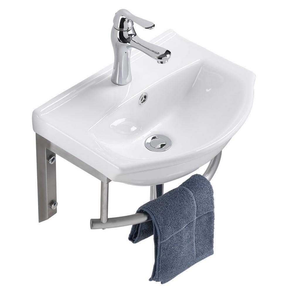 RENOVATORS SUPPLY MANUFACTURING Ridge 17-3/4 in. Wall Mounted Bathroom Sink Combo in White with Overflow Faucet and Drain (3)
