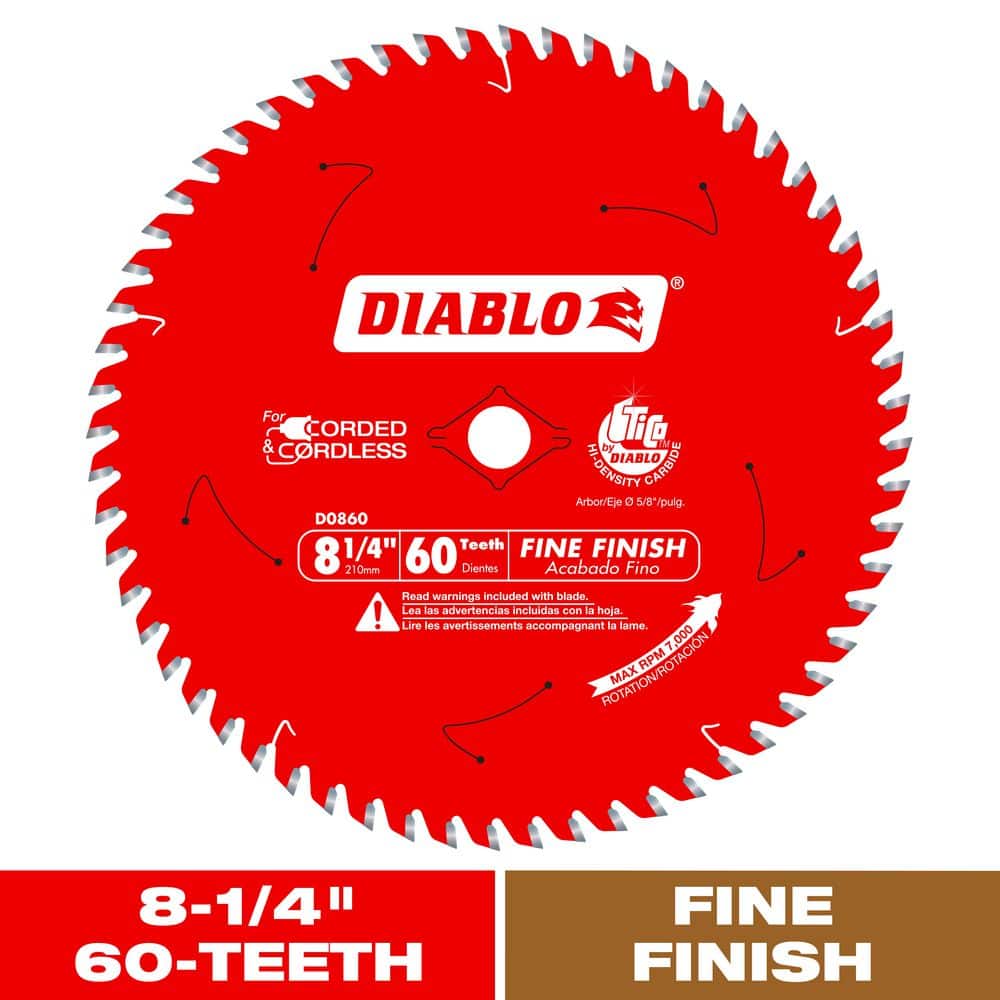 DIABLO 8-1/4in. x 60-Teeth Fine Finish Circular Saw Blade for Wood