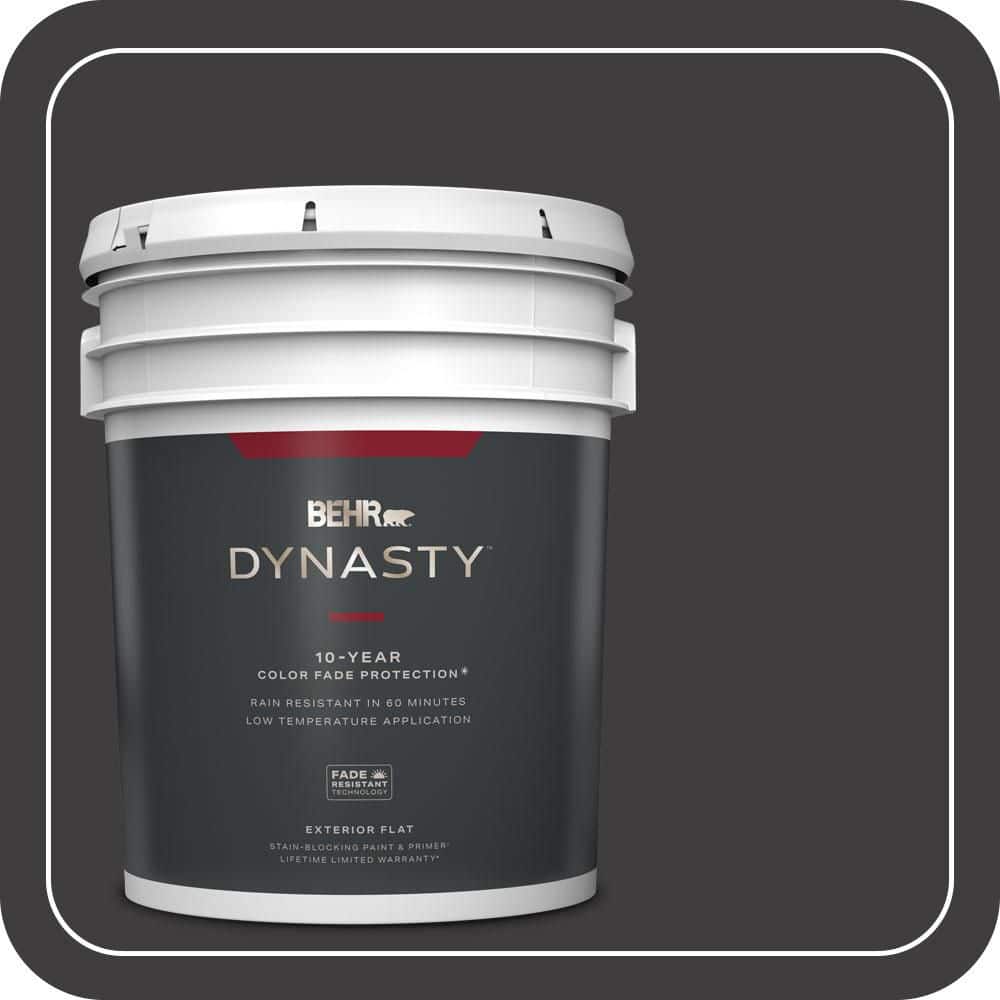 BEHR DYNASTY 5 gal. #T13-3 Black Lacquer Flat Exterior Stain-Blocking Paint & Primer