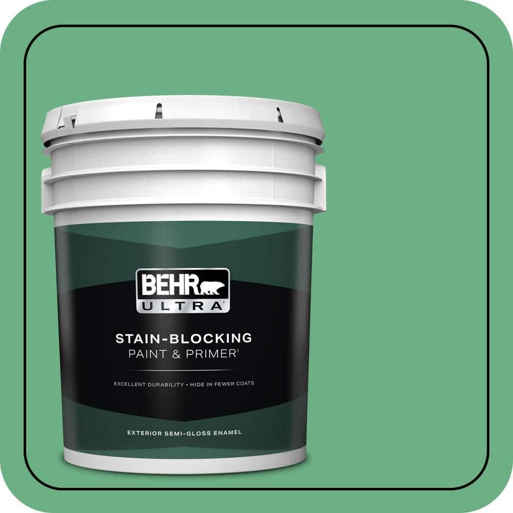 BEHR ULTRA 5 gal. #P410-5 Lily Pads Semi-Gloss Enamel Exterior Paint & Primer